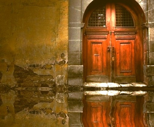 Reflected Wooden Door, Venice, Italy