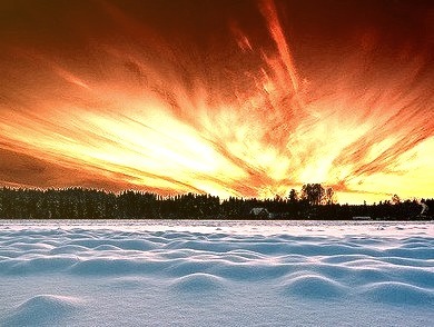 Frozen Lake Sunset, Finland